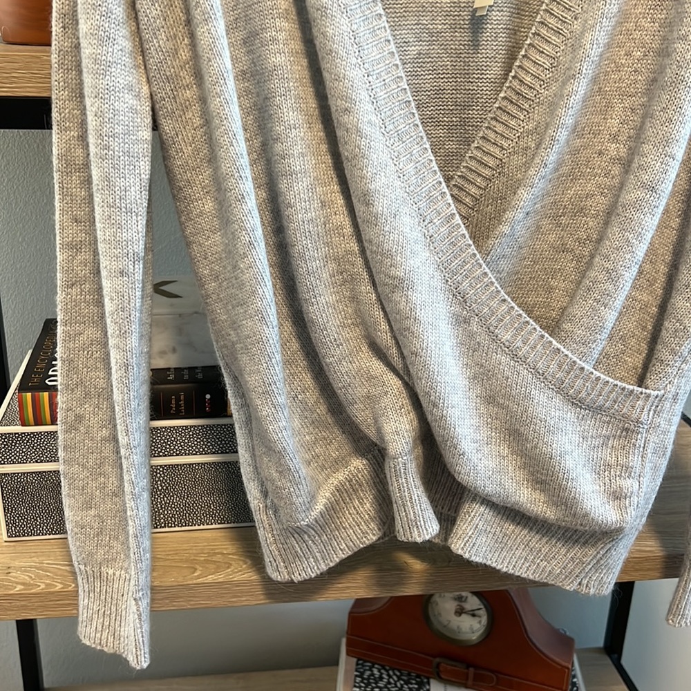 NWT Lovestitch Gray Heather Sweater Knit Long Sleeve Wrap, S - Picture 4 of 7